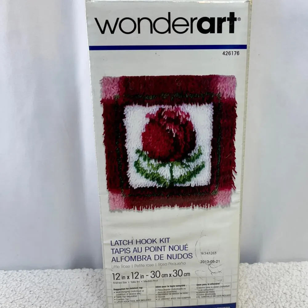 Latch Hook Kit Little Rose 12x12 Sealed Wonderart by Caron No Tool Included